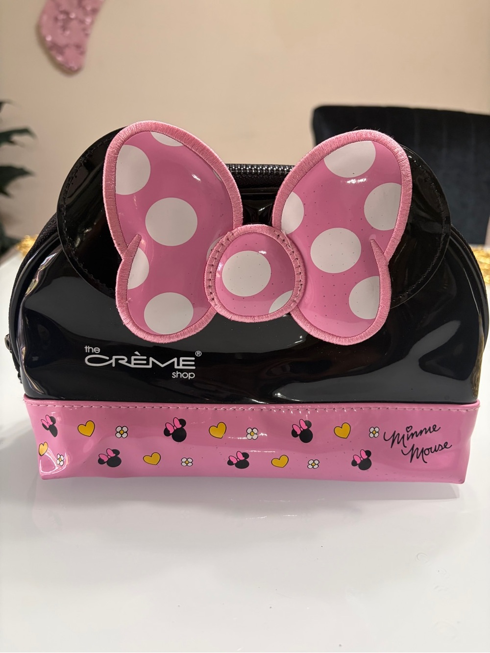 The Crème Shop x Minnie Mouse Pink Polka Dot Cosmetic Bag - Picture 2 of 7